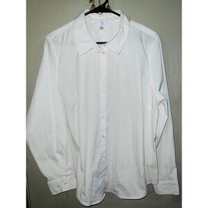 Time And Tru White Button-Up Long Sleeve Shirt XL